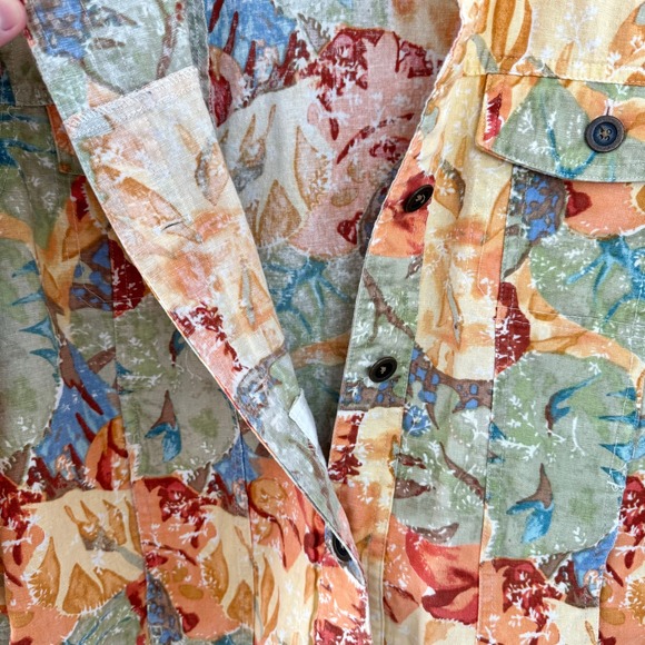 Christopher & Banks Abstract Fall Print Lightweight 3/4 Sleeve Jacket Sz L - Picture 4 of 11